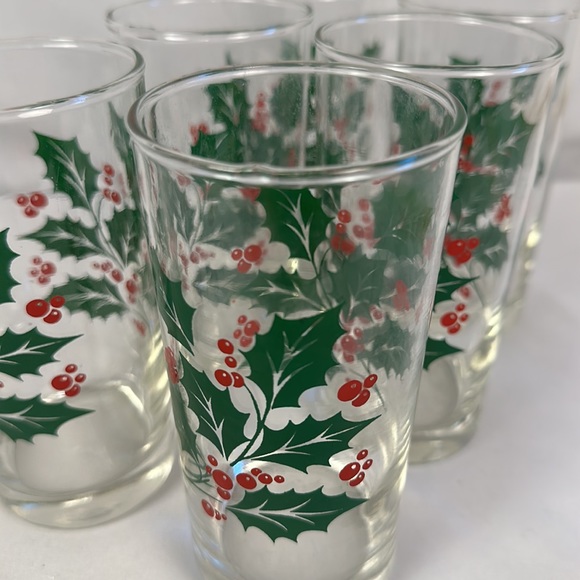 VINTAGE Bartlett Collins/Tumblers Set Of 6 Holly  Glasses - Picture 8 of 16